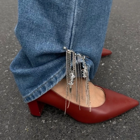 Punk Sicherheitsnadel Mehrlagige Quaselkette Fußkettchen Für Damen Hip Hop Hose Bein Schmuck Mit Künstlichem Türkis Und Nieten