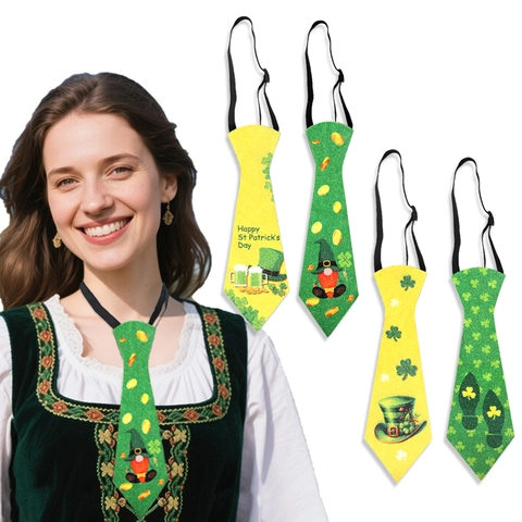 St. Patricks Day Decoratieve Stropdas Klaver Kabouterhoed Bierpul Patroon Ierse Festival Feest Kostuum Accessoires Stropdas