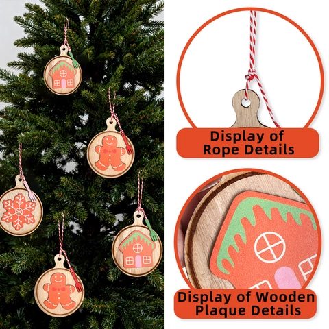 Weihnachtsbaumschmuck Aus Holz Set Lebkuchenmann Schneeflocke Haus Hängende Anhänger Für Festliche Party Dekoration