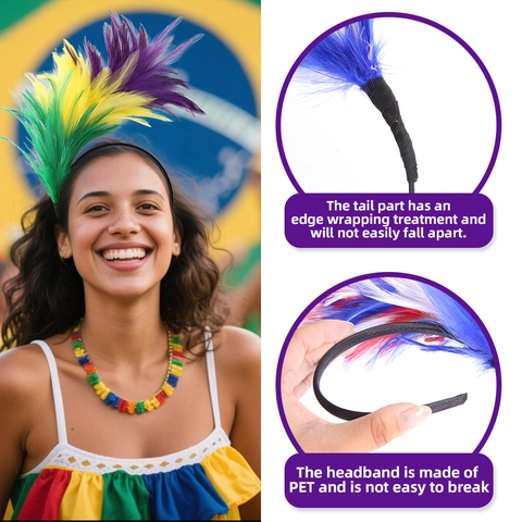 Levendige Carnaval Veer Haarband Maskerade Feest Haarring Kleurrijke Gevederde Hoofdtooi Voor Mardi Gras Kostuum Accessoire