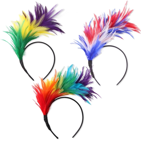 Levendige Carnaval Veer Haarband Maskerade Feest Haarring Kleurrijke Gevederde Hoofdtooi Voor Mardi Gras Kostuum Accessoire