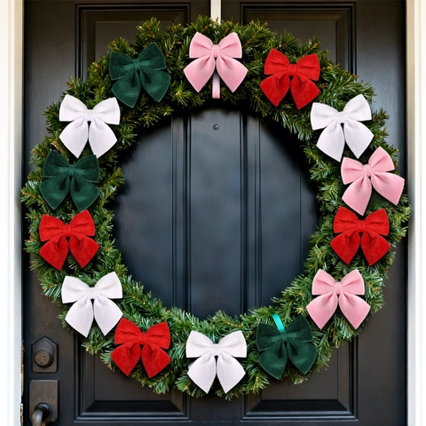 Nœuds de Noël en Velours Ornements Suspendus Nœud Papillon en Flanelle Douce pour Fête de Noël Décoration d'Arbre de Noël Maison