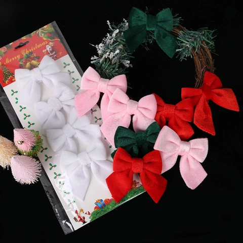 Ornamenti a Fiocco in Velluto Natalizio Fiocchi in Nastro di Peluche Pendente per Albero di Natale Corona Fai-da-te Decorazione Festa