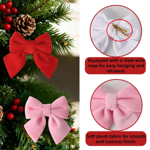 Christmas Velvet Bow Hanging Decorations For Christmas Tree Party Atmosphere Decoration Props Flannel Bowknots Ornaments