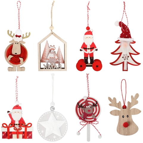 Addobbi Natalizi in Legno Babbo Natale Renna Stella Albero Decorazioni da Appendere per Albero di Natale Festa Casa Vacanze