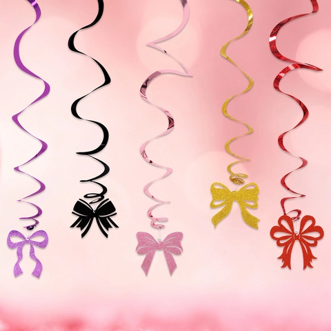 Valentinstag Schleife Spiral Hängedekoration PET Filz Glitzer Deckenornamente Für Hochzeit Party Dekoration