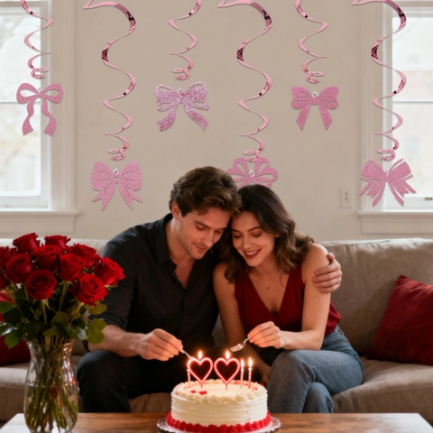 Lazo Decoraciones Colgantes en Espiral PET Fieltro Purpurina Decoraciones Para Día de San Valentín Boda Fiesta Hogar