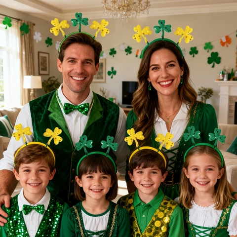 St Patrick's Day Headband Green Shamrock Lucky Letters Celtic Knot Bow Hair Hoop Irish Festival Party Decoration Supplies