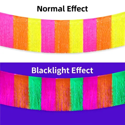 Gonna Da Tavolo Neon Fluorescente Frange PET Nappine Multicolore Reattivo UV Decorazione Festa Compleanno Disco Bagliore