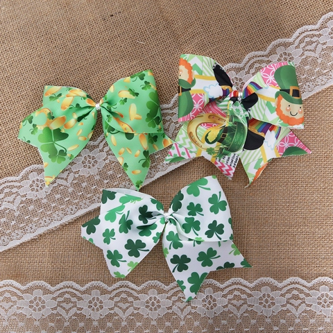 Decoración Colgante de Lazo de Cinta Verde del Día de San Patricio Ornamento Festivo Irlandés con Patrón de Trébol y Leprechaun