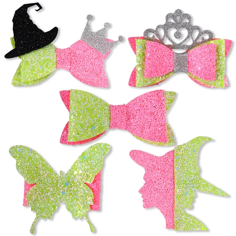 Mollette Per Capelli Glitter Halloween Cappello Da Strega Corona Fiocco Farfalla Rosa Verde Accessori Per Feste Bambine