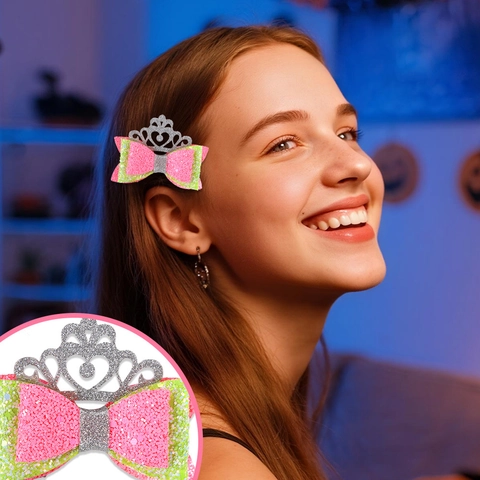 Mollette Per Capelli Glitter Halloween Cappello Da Strega Corona Fiocco Farfalla Rosa Verde Accessori Per Feste Bambine