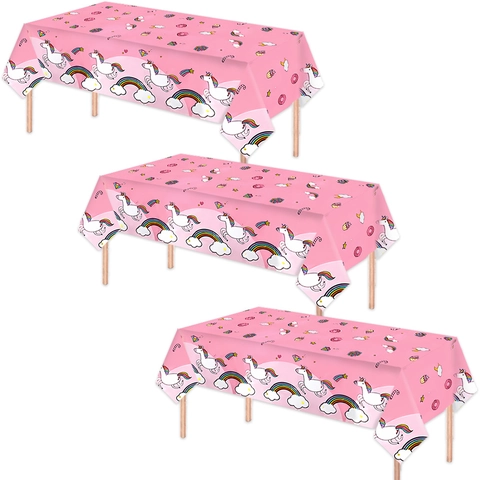 Pink Einhorn Party Tischdecke Einweg Kunststoff Tischdecke Regenbogen Stern Cupcake Muster Für Kinder Mädchen Geburtstag Dekoration