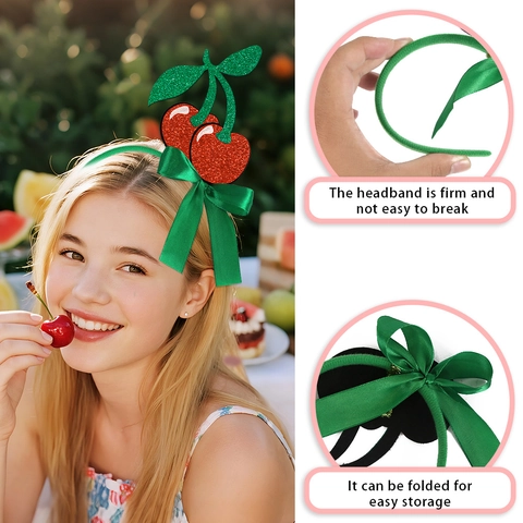 Cerchietto per Capelli a Tema Frutta Bambini Compleanno Fragola Anguria Mela Paillettes Glitter Fascia per Capelli Festa Oggetti di Scena Foto Copricapo Decorativo