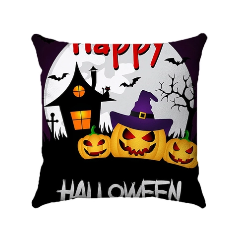 Funda de Almohada de Halloween Fantasma Calabaza Camión Gnomo Decorativa de Felpa Corta Para Sofá Casa Decoración de Fiesta