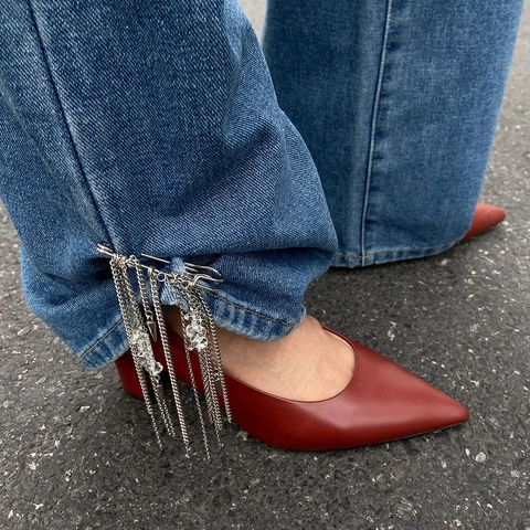 Spilla a Nappa in Lega con Strass per Donna Catena in Ferro Perla Artificiale Stella Cuore Pendente Punk Gioielli Decorazione