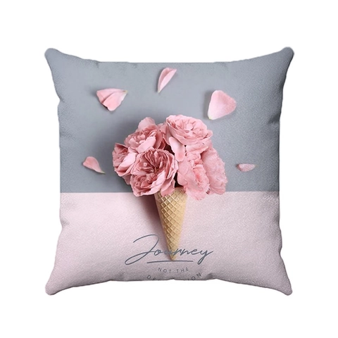 Funda de Almohada con Estampado Artístico de Rosas Corazones Plumas Funda de Cojín Cuadrada de Peluche Suave para Decoración