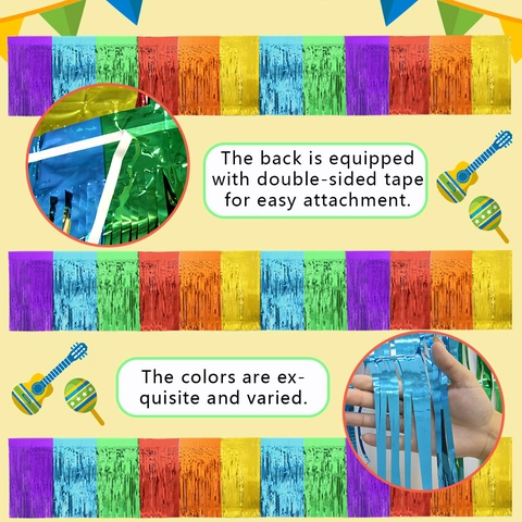 Regenboog Folie Franje Gordijn Banner Metallic Tinsel Achtergrond Voor Verjaardagsfeest Carnaval Klaslokaal Decoratie