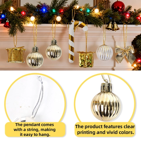 Christmas Ornaments Hanging Pendant Decorative Props Candy Cane Ball Drum Gift Box Bow Holiday Party Atmosphere Decoration