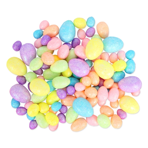 Easter Glitter Foam Eggs Colorful Simulation Bird Egg Ornaments For DIY Crafting Party Home Decoration Macaron Colors