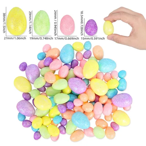 Glitter Easter Eggs Foam Artificial Easter Egg For DIY Crafts Holiday Party Home Decoration Props Colorful Festive Ornament