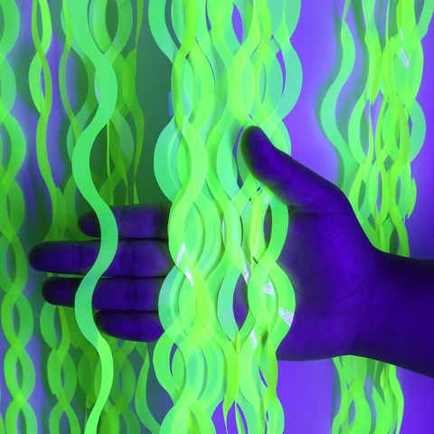 Neon Fluorescent Wave Tinsel Curtain Party Backdrop PET Scimitar Fringe Rain Curtain For Birthday Wedding Event Decor
