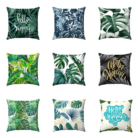 Federa Per Cuscino Piante Tropicali Peluche Corto Stampa Foglia Monstera Copricuscino Stile Nordico Arredamento Estivo