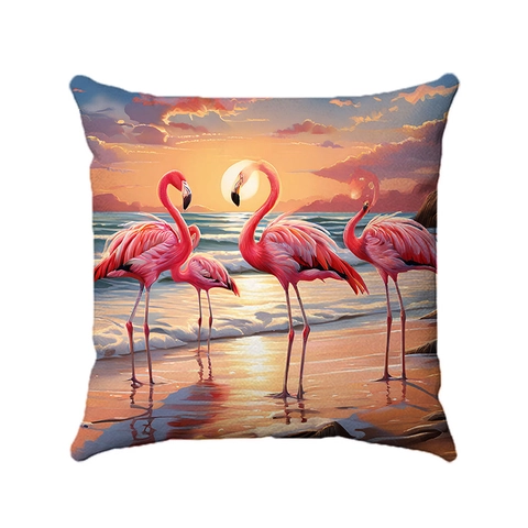 Fodera Per Cuscino In Peluche Corto Con Stampa Di Fenicotteri Tropicali Federa Decorativa Per Divano Di Casa Soggiorno Camera Da Letto