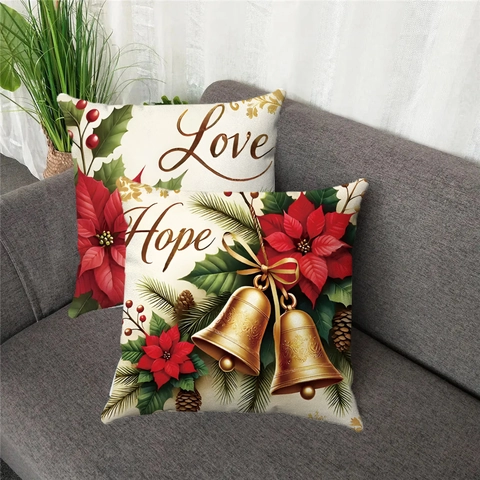Christmas Throw Pillow Covers Ultra Soft Short Plush Cardinal Poinsettia Print Decorative Cushion Cases Sofa Decor