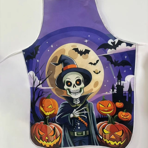 Halloween Bloody Horror Apron Scary Blood Splatter Pumpkin Skeleton Print Waterproof Non-Woven Fabric Costume Party Prop Decoration