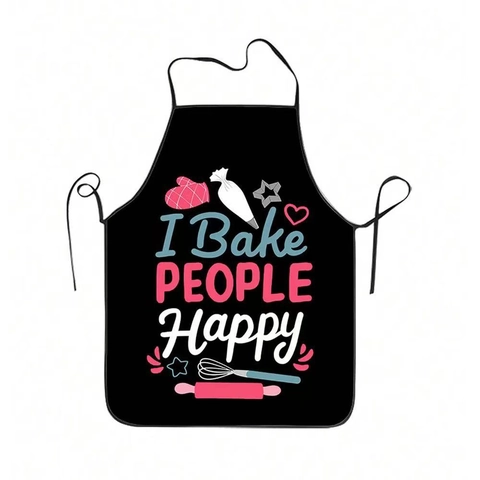 Professional Waterproof Black Apron For Women Men Printed Polyester Chef Baking Hair Stylist Nail Artist Salon Workwear Kitchen Cleaning Protective Clothing