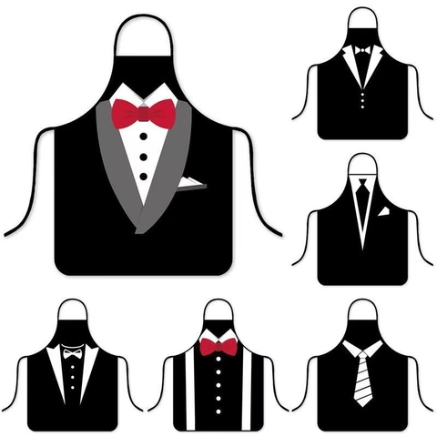 Creative Funny Tuxedo Formal Dress Aprons Waterproof Oil-proof Non-woven Polyester For Kitchen Cooking Baking Party Wear