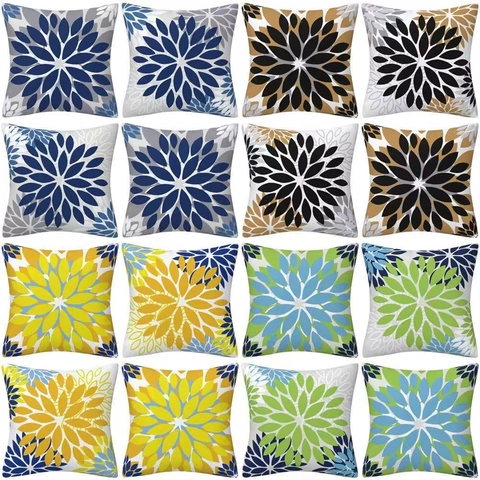 Geometric Mandala Pattern Polyester Cushion Covers For Sofa Living Room Decor Square Pillowcases For Home Office