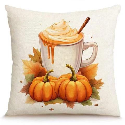 Autumn Harvest Linen Pillowcase Pumpkin Owl Maple Leaf Cushion Cover For Sofa Couch Home Decor Harvest Festival Pillowcase