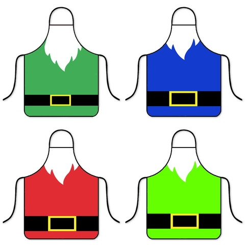 Christmas Apron Polyester Waterproof Oilproof Santa Claus Elf Belt Pattern Kitchen Cooking Party Decoration Gift For Men Women