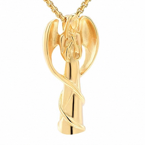 Stainless Steel Praying Angel Memorial Urn Necklace For Ashes Keepsake Cremation Jewelry For Men Women Memorial Pendant
