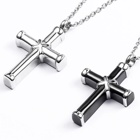 Stainless Steel Cross Urn Pendant Necklace For Human Pet Ashes Memorial Keepsake Jewelry With Funnel Kit For Men Women