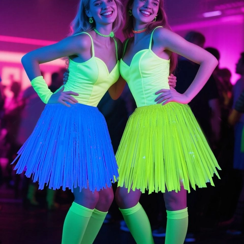 Fluorescent Tinseltail Skirt Neon Macaron Fringe Skirt For Bar KTV Nightclub Party Festival Performance Cheerleading Costume