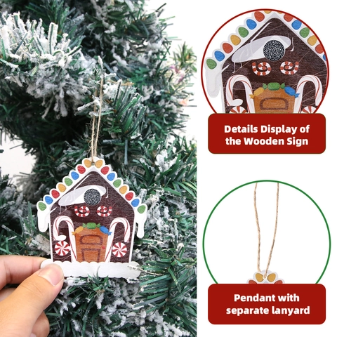 Kerst Houten Hangende Ornamenten Kerstman Rendier Suikergoedman Bedrukte Houten Schijven Voor Kerstboom Feest Decoratie