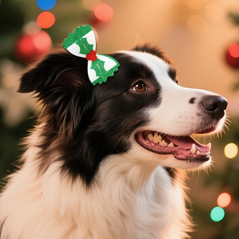Pinzas para el Pelo con Lazo de Navidad para Mascotas Brillo Fieltro Reno Muñeco de Nieve Árbol Accesorios para Perros Gatos Fiesta Tocado