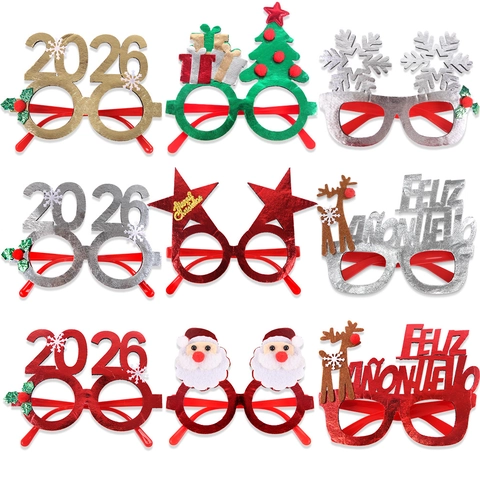 Christmas New Year Party Glasses Glitter Fabric Plastic Reindeer Snowflake Novelty Festive Celebration Photo Props