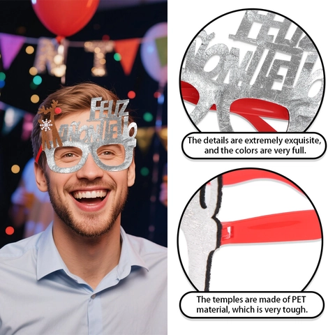 Spanische Feliz Navidad Feliz Año Nuevo Weihnachtsfeier Brille Rahmen Glitzer Rentier Schneemann Xmas Party Favor Für Erwachsene Kinder