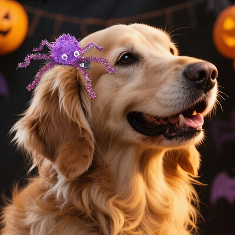 Fermagli per Capelli a Ragno per Animali Halloween Scherzo 3D Gamba di Ragno Copricapo Peluche Pom-Pom Occhi di Plastica Clip di Metallo
