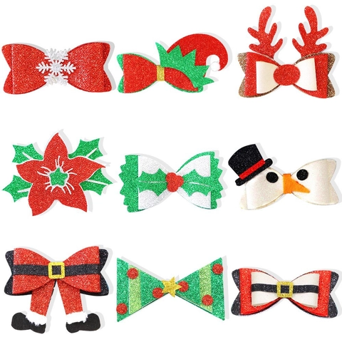 Weihnachten Haustier Haarklammern Glitzer Filz Schleifen Rentier Schneemann Winter Thema Festliche Party Kopfschmuck Für Hunde Katzen
