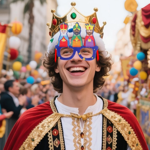 Occhiali da Festa Epifania Re Magi Accessori per Costumi Re dei Cartoni Animati Montatura in Feltro Occhiali Oggetti di Scena Fotografici