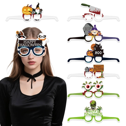 Occhiali In Carta Decorativi Halloween Zucca Fantasma Bulbo Oculare Divertenti Oggetti Scena Foto Per Bambini Adulti