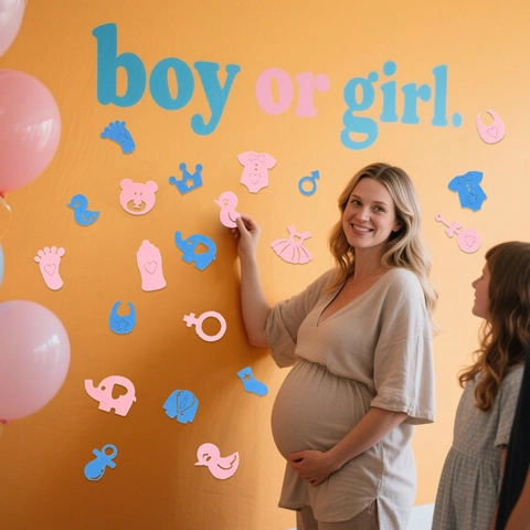 Gender Reveal Party DIY Filz Aufkleber Boy Or Girl Baby Shower Dekoration Selbstklebende Ausschnitte Für Kinderzimmer Wand