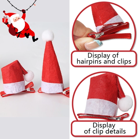 Mini Weihnachtsmütze Haarclips Für Damen Kinder Filz Rot Weiß Haarnadeln Für Weihnachtsfeier Festliche Haar Accessoires