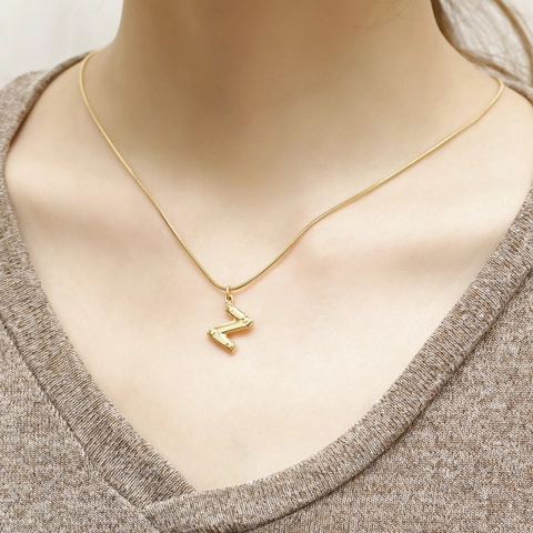 Collana con Pendente Lettera Iniziale in Acciaio Inossidabile Placcato Oro 18K Alfabeto A-Z Gioielli Personalizzati per Uomo Donna Catena a Serpente