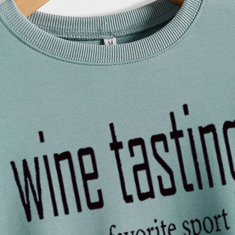 Γυναικείο Φούτερ Wine Tasting Is My Favorite Sport Γραφικό Σχέδιο Μακρυμάνικο Στρογγυλή Λαιμόκοψη Μείγμα Βαμβακιού Χαλαρό Πουλόβερ